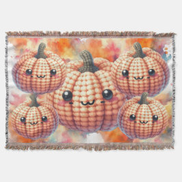 Crochet Cute Pumpkin スローブランケット