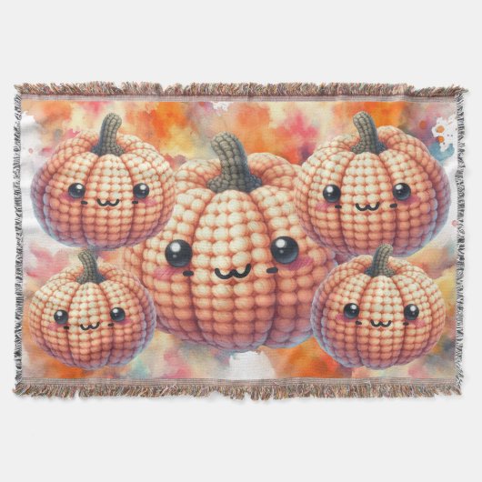 Crochet Cute Pumpkin スローブランケット (正面)
