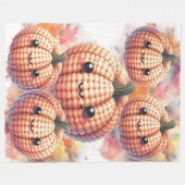 Crochet Cute Pumpkin フリースブランケット (正面(横))