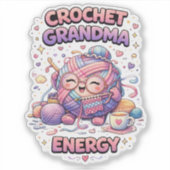 Crochet Grandma Energy Custom-Cut Vinyl Sticker シール (正面)