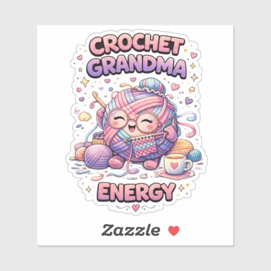 Crochet Grandma Energy Custom-Cut Vinyl Sticker シール (シート)