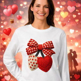 Crochet Heart Womens Tshirt Tシャツ