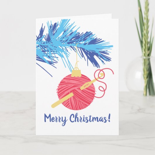 Crochet hook ball of yarn ornament Christmas シーズンカード (正面)