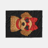 Crochet Puppy Heart Sungles Red Bow Valentines Day フリースブランケット (正面(横))