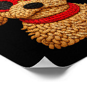 Crochet Puppy Heart Sungles Red Bow Valentines Day ポスター (角)