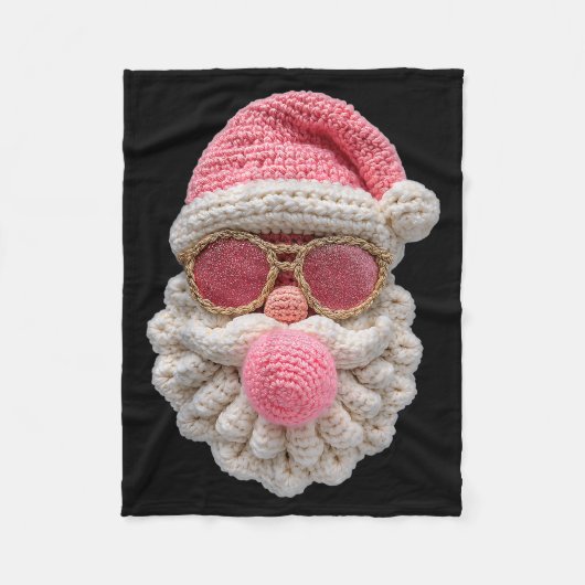 Crochet Santa Blowing Bubble Gum Christmas Girly K フリースブランケット (正面)