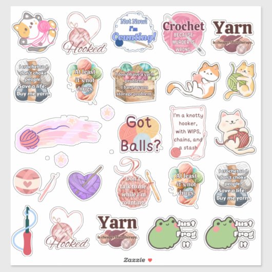 Crochet Sticker Assortment シール (シート)