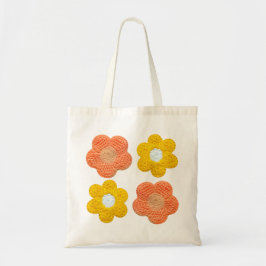 Crochet-Style Floral Tote Bag – Handmade Look トートバッグ