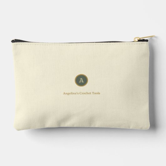 Crochet Tool Bag Crochet & Drink Tea, Custom Name アクセサリーポーチ (裏面)