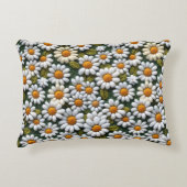 Crochet White Daisies Spring Wildflowers アクセントクッション (正面)