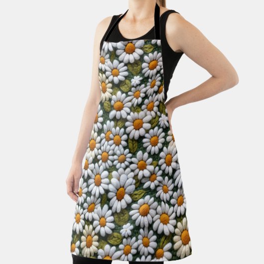 Crochet White Daisies Spring Wildflowers エプロン (インサイチュ)