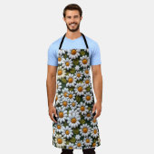 Crochet White Daisies Spring Wildflowers エプロン (着用した状態)