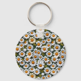 Crochet White Daisies Spring Wildflowers キーホルダー