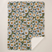 Crochet White Daisies Spring Wildflowers シェルパブランケット (正面)