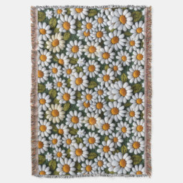 Crochet White Daisies Spring Wildflowers スローブランケット