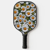 Crochet White Daisies Spring Wildflowers ピックルボールラケット (裏面)