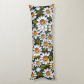 Crochet White Daisies Spring Wildflowers ボディピロー (裏面 (縦))
