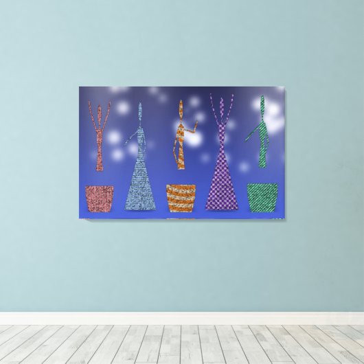 Crochet Women dancing Silloute pattern キャンバスプリント (インサイチュ (ウッドフロア))