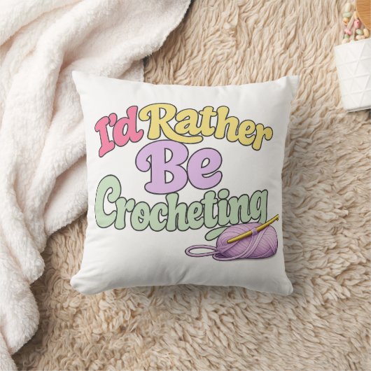 Crochet Yarn Lover Throw Pillow クッション (ブランケット)