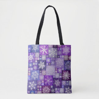 Crocheted Snowflakes Purple Digital Patchwork トートバッグ