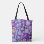 Crocheted Snowflakes Purple Digital Patchwork トートバッグ (裏面)