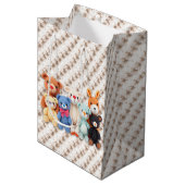 Crocheted Stuffed Animals Blue and Yellow ミディアムペーパーバッグ (正面アングル)