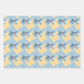 Crocheted Stuffed Animals Blue and Yellow ラッピングペーパーシート (正面2)