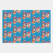 Crocheted Stuffed Animals Blue and Yellow ラッピングペーパーシート (正面)