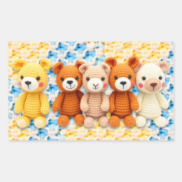 Crocheted Stuffed Animals Blue and Yellow 長方形シール