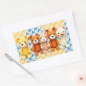 Crocheted Stuffed Animals Blue and Yellow 長方形シール (封筒)