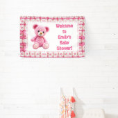  Crocheted Teddy Bear Girl's Baby Shower 横断幕 (インサイチュ)