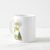 Crocodile Alligators Santa Sleigh Flying Funny Chr コーヒーマグカップ (正面左)