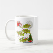 Crocodile Alligators Santa Sleigh Flying Funny Chr コーヒーマグカップ (左)