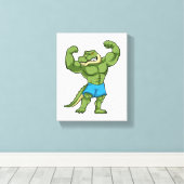 Crocodile as Bodybuilder extreme キャンバスプリント (インサイチュ (ウッドフロア))