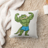 Crocodile as Bodybuilder extreme クッション (ブランケット)