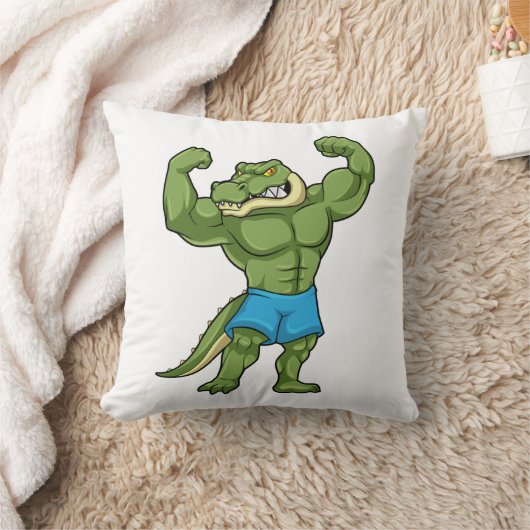 Crocodile as Bodybuilder extreme クッション (ブランケット)