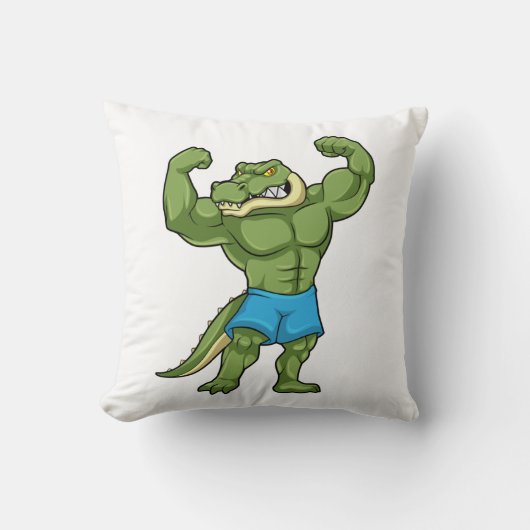 Crocodile as Bodybuilder extreme クッション (正面)