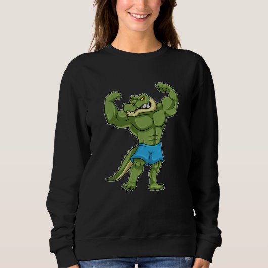 Crocodile as Bodybuilder extreme スウェットシャツ (正面)
