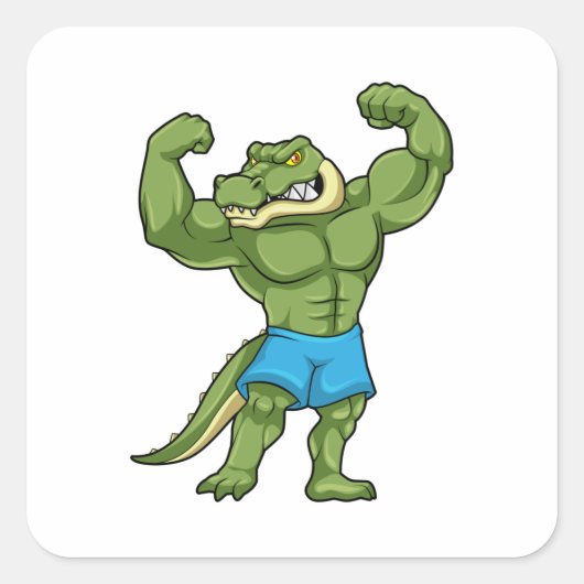 Crocodile as Bodybuilder extreme スクエアシール (正面)