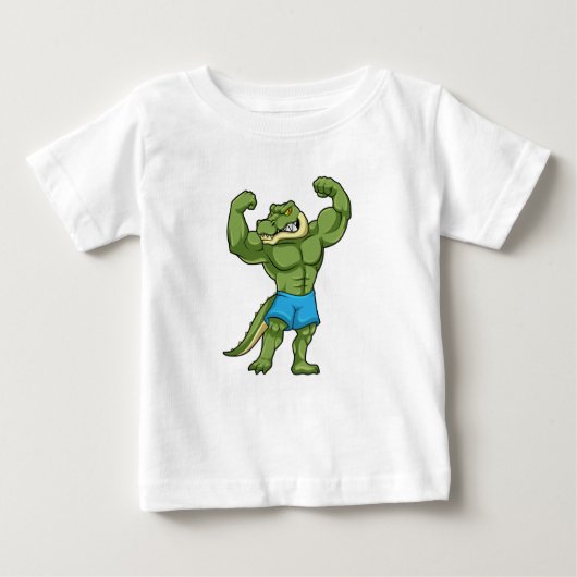 Crocodile as Bodybuilder extreme ベビーTシャツ (正面)