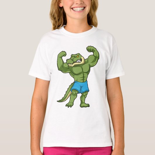 Crocodile as Bodybuilder extreme Tシャツ (正面)