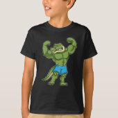 Crocodile as Bodybuilder extreme Tシャツ (正面)