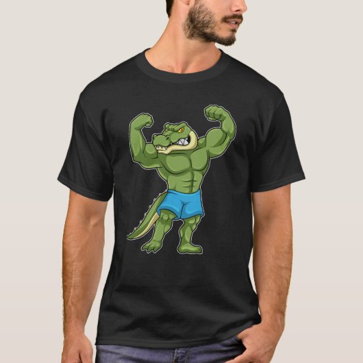 Crocodile as Bodybuilder extreme Tシャツ (正面)