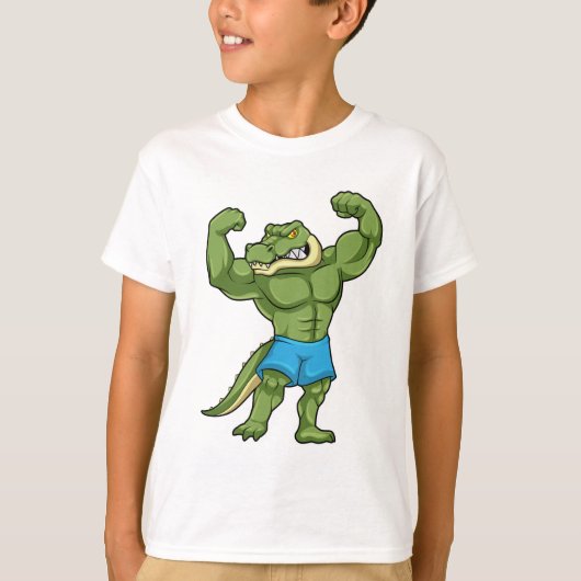 Crocodile as Bodybuilder extreme Tシャツ (正面)