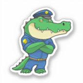 Crocodile as Police officer with Uniform シール (正面)