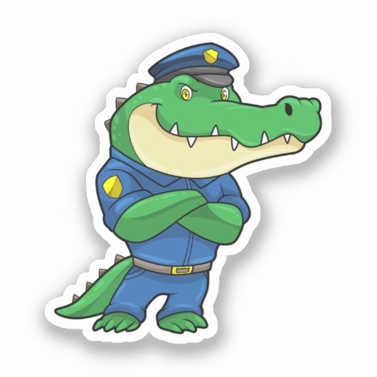Crocodile as Police officer with Uniform シール (正面)