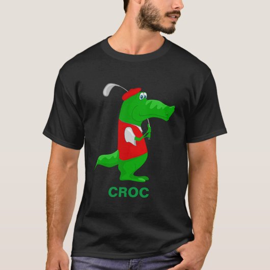 Crocodile Cartoon Golfパーソナライズされた名前 Tシャツ (正面)