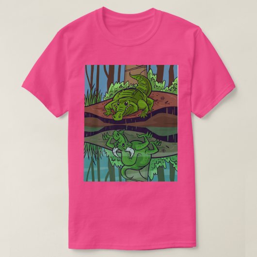 Crocodile Dragon Fairy Tale Reflective Image Tシャツ (デザイン正面)