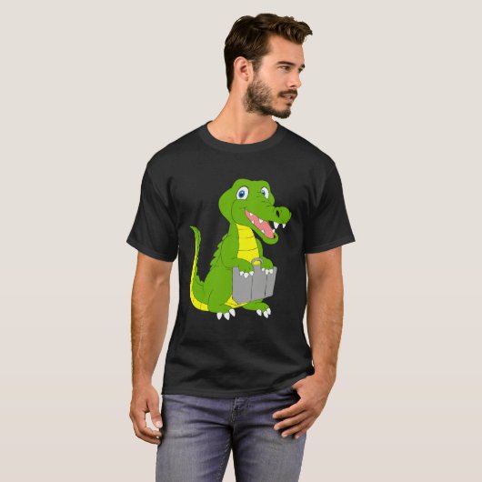 Crocodile goes on holiday mode holiday summer fami tシャツ (正面フル)