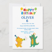 Crocodile & Hippo Birthday Invitation  招待状 (正面)